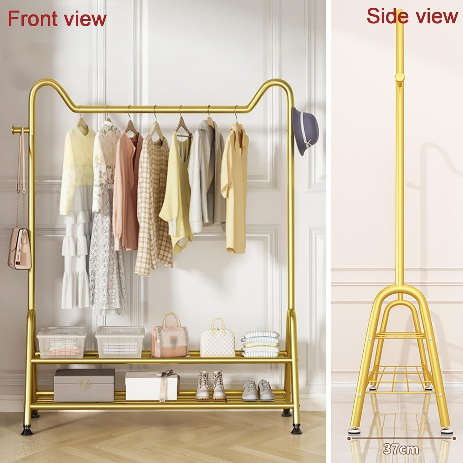 ハンガーラック2段メッシュ棚付きコートハンガー 洋服ハンガQ Amazon｜LNYCJP ハンガーラック 2メッシュ棚付き パイプハンガー